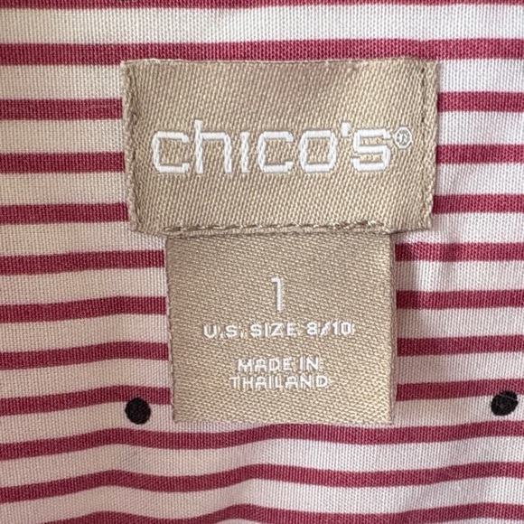 Chico's Women's Pink Striped Button Down Shirt - Picture 3 of 9